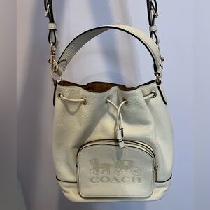 Coach Drawstring Bucket Bag In Cream/White